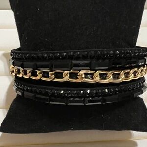 Chic Black and Gold Chain Bracelet